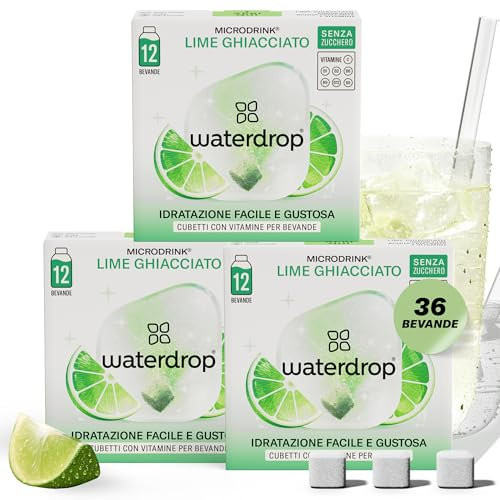 waterdrop® Frosted Lime - 36 cubetti waterdrop per acqua dal gusto frizzante di Lime e Lemon Soda - insaporitore acqua senza zucchero - alternativa a acqua aromatizzata, sciroppi, cubetti per bevande