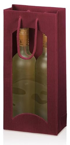 10 Stück Tragetasche Focus Welle für zwei Flaschen Wein/Sekt bordeaux
