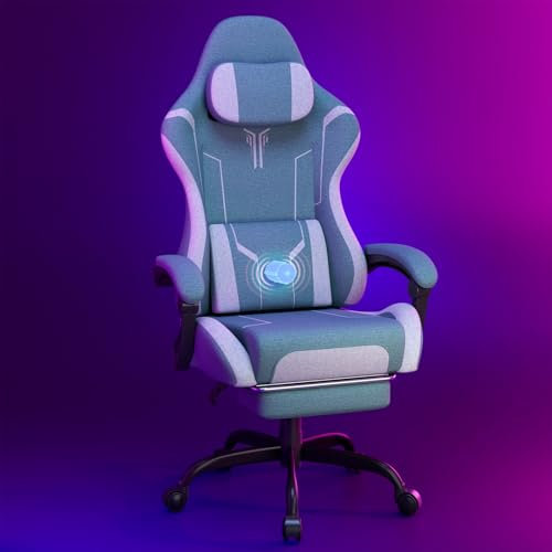 Soontrans Silla Gaming con Masaje Lumbar Silla Gamer con Reposapiés Retráctil y Cojín Sillas Gaming Respaldos Inclinables hasta 135 Grados Capacidad de Carga de 150 kg (Verde)