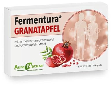 Fermentura Granatapfel Kapseln mit fermentiertem Granatapfelextrakt | 30 hochdosierte Kapseln mit fermentiertem Granatapfelextrakt & 200 mg Ellagsäure – 1 Monat Vorrat & Vegan