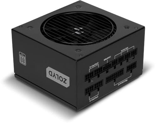 Zolyd GM850 - Fuente Alimentación Modular PC ATX 3.1 850W, 80+ Gold, 89% Eficiencia, Sistema Digital APFC, Ventilador FDB 120mm, Fanless Mode, Condensadores japoneses, PCI Express 5.0 - Negro