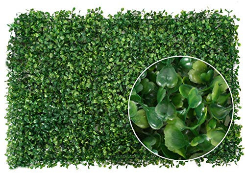 GAOAZHEN Artificial Grass Wall Panels, Artificial Boxwood Hedge Panels 24PCS, Artificial Boxwood Panels Topiary Hedge Plant Faux Grass Wall Decoration Faux Greenery Wall Panel, Ivy Fence Privacy Scre