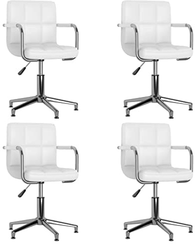 Brokky Esszimmerstühle 4 STK. EsszimmermöBel Esszimmerstuhl Dining Chair Esszimmer StüHle EsszimmerstüHlen Drehbar Weiß Kunstleder / 3088072