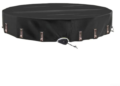 Bâche de protection solaire ronde pour piscine hors sol de 3 à 4,9 m – Couverture d'hiver résistante au froid et aux UV, anti-poussière – Serrage à cliquet (4,9 m)