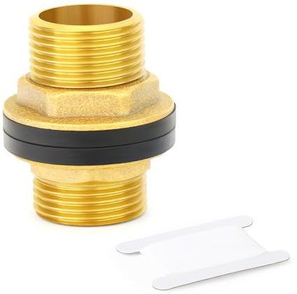 ERGAOBOY 1 Pezzo connettore per Serbatoio Acqua in Ottone, Raccordo Maschio filettato 1 BSP con 2 Anelli in Gomma per cisterne, acquari, vasche