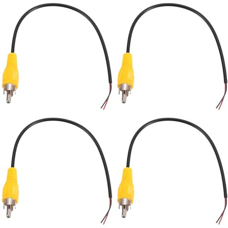 sourcing map Lot de 4 câbles audio RCA pour caisson de basses de 20,3 cm, 1 prise mâle RCA vers fil nu pour amplificateur Home Cinéma, jaune