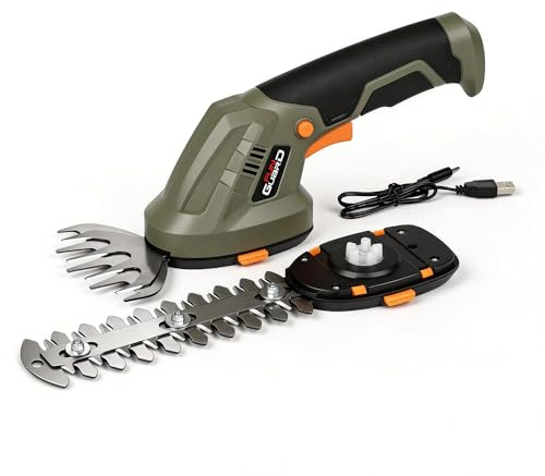 Funguard 2-in-1 Cordless Hedge Trimmer & Grass Shear, Handheld Electric Shrub Trimmer with Rechargeable Battery and Type-C Cable for Garden, Yard and Lawn