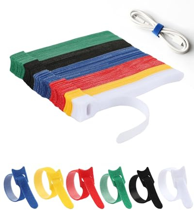 Acual 100 Pcs Reusable Cable Ties for Cable Management,Colorful