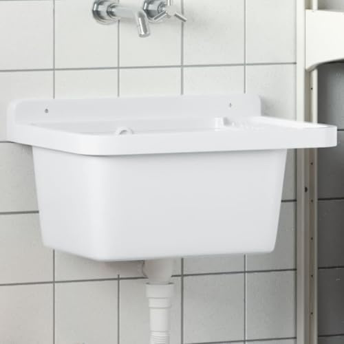 Mokuyary - Lavabo para montaje en pared, color blanco, 50 x 35 x 24 cm, resina lavabo, lavabo para colocar sobre la encimera para baño, WC de invitados, hotel, WC
