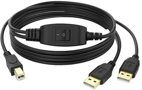 Drucker Kabel Splitter, USB-A-auf-USB-B-Druckerkabel-Splitter, Druckerkabel | Daten-Power-Split-Adapter für zwei Computer mit einem Drucker, 2 in 1 Verteiler für Computer, Faxgeräte, Scanner