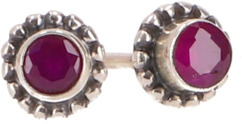 GURU SHOP Indische Silber Ohrstecker, Zierliche Boho Ohrstecker - Rubinquarz