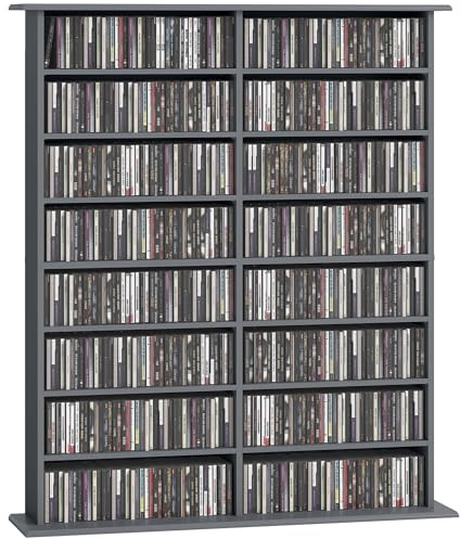 HOMCOM Rangements pour CD et DVD 106,5x24x126,3cm Gris
