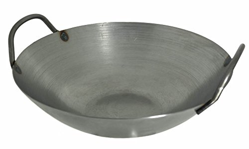 14 inch Carbon Steel Wok w/ 2 Steel Handles (flat bottom) USA made by Wok Shop