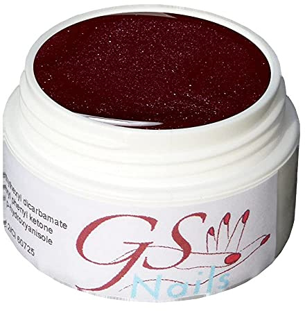 GS-Nails UV Farb-Gel für Nail-Art & Nagel-Design - 5 ml UV-härtendes Cover-Gel - Selbstglättendes Nail-Gel - Effekt Dunkel Rot-Lila - D1