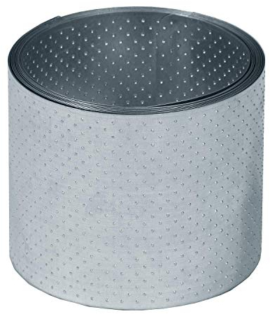 bellissa – Rasenkanten-Band aus Metall Noppenstruktur silbern verzinkt 5m × 14 cm – Flexible Beeteinfassung ohne Bördelung für saubere Rasen- & Beetabgrenzung - Beetumrandung Rolle mit Noppendesign