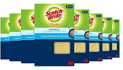 Scotch-Brite Dobie Cleaning Pads, Ideal for Dishwashing, Kitchen, Bathroom and More, Scours Without Scratching, 24 Pads