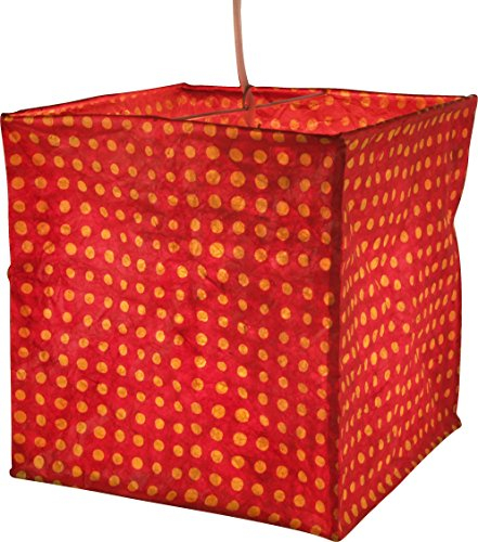 GURU SHOP Quadratische Papier Hängelampe, Papierlampenschirm Annapurna, Handgeschöpftes Papier - Rot, 25x24x24 cm