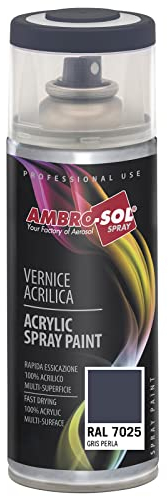 AMBRO-SOL - Pintura acrílica en spray, color Gris Perla, RAL 7025, resultado profesional en múltiples superficies, exteriores e interiores, 400 ml