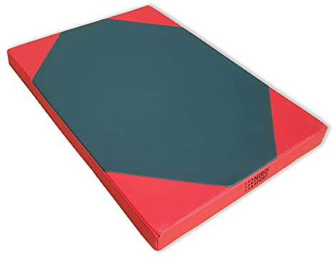 NiroSport Turnmatte Gymnastikmatte 100 x 70 x 8cm Grün/Rot Weichbodenmatte für Gymnastik Sportmatte für Turnhallen – hautfreundlicher Fitnessmatte aus abwaschbarem Kunstleder