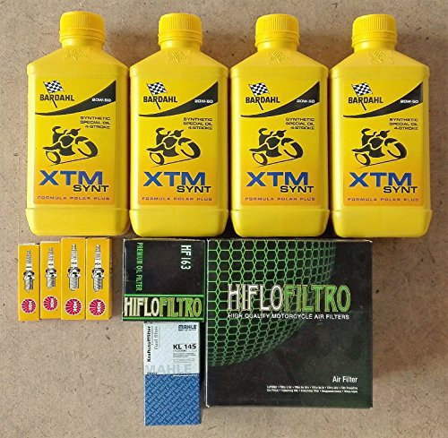 Inspektionskit 4 Liter Bardahl XTM 20 W50 1 Ölfilter Hiflo HF163 1 Luftfilter hiflo HFA7910 2 Kerzen NGK DCPR8EKC 2 Kerzen NGK BKR7EKC 1 Kraftstofffilter MAHLE KL145 Für BMW R 1150 RS 2003 2005 Twin