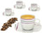 Van Well 4er Set Espressotassen 110ml mit Unterteller I Geschirr-Set für 4 Personen Gastronomie Qualität I Espresso Tassen edel mit Henkel I Markenporzellan Geschirrset 8 teilig - Dekor Caviano
