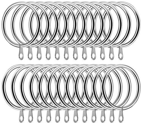 SelfTek Gardinenringe, 24 Stück Metall Vorhangringe 42mm Innendurchmesser Große Gardinenstangenringe Gardinenringe zum Aufhängen für Gardinen und Stangen (Silber)