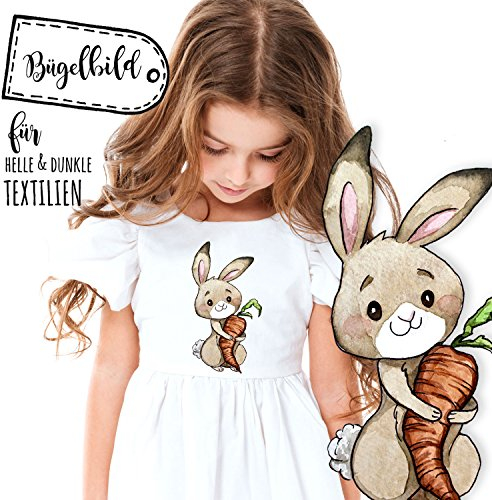 Bügelbilder Applikation Hase Häschen Bügelbild Bügelmotiv Aufbügelbilder für Mädchen bb103 - ausgewählte Größe: *L - 18 cm hoch* ilka parey wandtattoo-welt®