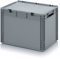 Auer Packaging Eurobehälter-Eurobox 60 x 40 x 43,5 cm mit offenen Griffen und Scharnierdeckel inkl. Zollstock | große Transportbox Aufbewahrungsbox Lagerbox 60x40x43,5