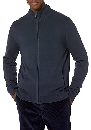 Amazon Essentials Maglione in Cotone con Cerniera Integrale Uomo, Blu Marino, M