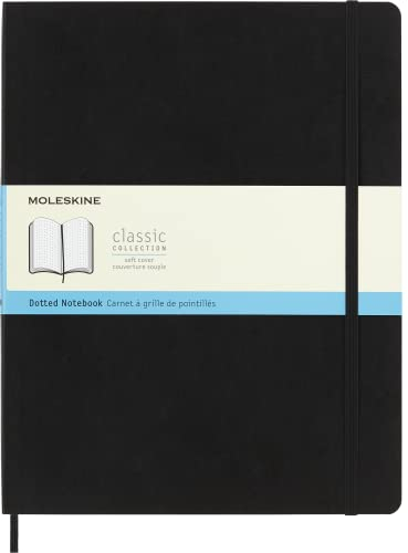 Moleskine Classic Notebook, Taccuino con Pagine Puntinate, Copertina Morbida e Chiusura ad Elastico, Formato XXL 21.6 x 27.9 cm, Colore Nero, 192 Pagine