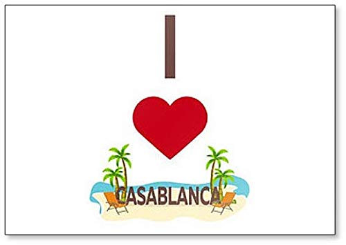 I Love Casablanca. Morocco Kühlschrankmagnet, Palm, Sommer, Loungesessel, Illustration