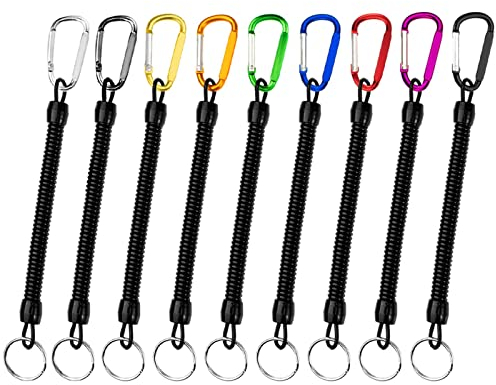 Retractable Keychain 9PCS, Elastic Sturdiness Multifunctional Stretchy Keyring with Clip