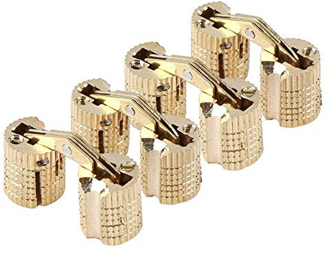 TOOLSTAR Fassscharnier, 180 ° Öffnungswinkel, Messing, verstecktes Scharnier, unsichtbares Fassscharnier für DIY Schmuckschatulle, Schrank, Geschenkbox (10 mm, 4 Stück)