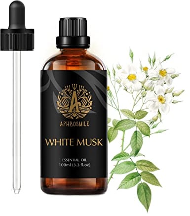 Aromatherapie Weißer Moschus Ätherisches Öl für Diffusor, 3,3oz 100% Reines Weißer Moschus Ätherisches Öl für die Kerzenherstellung,100ml Aromatherapie Ätherisches Öl Weißer Moschus für Lufterfrischer