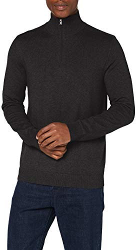SELECTED HOMME Herren Slhberg Half Zip Cardigan B Noos Sweatshirt, Antracit/Detail:Melange, XXL EU