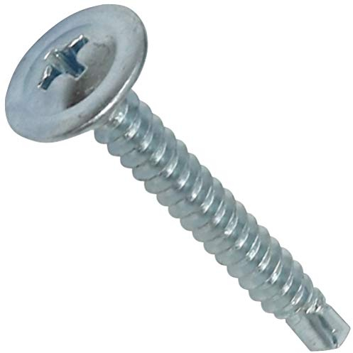 AERZETIX - C44742 - Set di 100 Viti per lamiera autoperforanti Ø4.2x32mm a testa larga bombata - con impronta PH/cruciforme - in acciaio zincato - fissaggio lamiera grondaia - colore argento