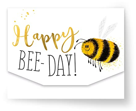 KE - Premium Geburtstagskarte mit Druck, Umschlag innen, 100x130mm - Happy bee-day Motiv