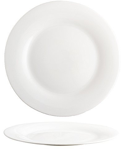 Cegeco CoK Elba Opal Glass White Dinner Plates - 25cmØ Diameter - Set of 6