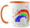 Vixar Rainbow Watercolour Art Coloured Mug Cup, Gift, Birthday, Work, Office, Christmas Tea Coffee (Orange)