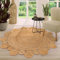 TT Home Jute Teppich Rund Wohnzimmer Esszimmer Boho Modern Handgemacht Mit Umrandung, Farbe: Natur, Größe:80 cm Rund