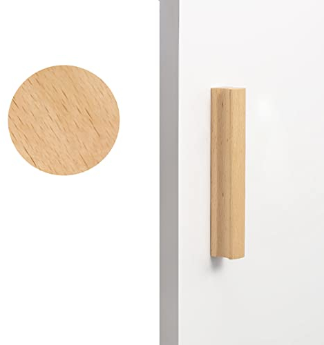 Möbelknöpfe Natur Holz Runde Schubladengriff Schrankgriff Kommode Griffe Holzgriffe Holz Knopf Holzknopf für Möbel Schranktüren Schublade Kleiderschrank (length 130mm)