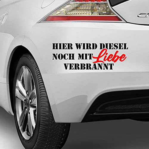 myrockshirt Hier Wird Diesel noch mit Liebe verbrannt 20 cm LKW Trucker Baumaschine Tuning Aufkleber Sticker Autoaufkleber