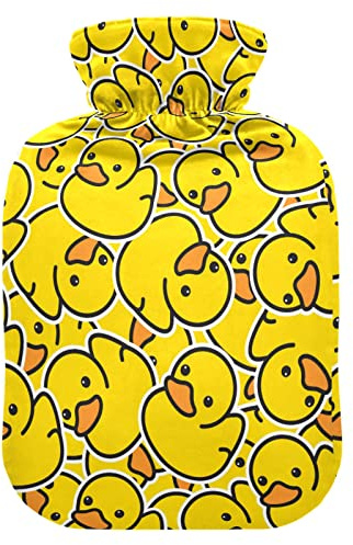 Little Yellow Duck Hot Water Bottle and Cover Soft Warm for Winter Bed Hand Neck and Shoulders,2 L