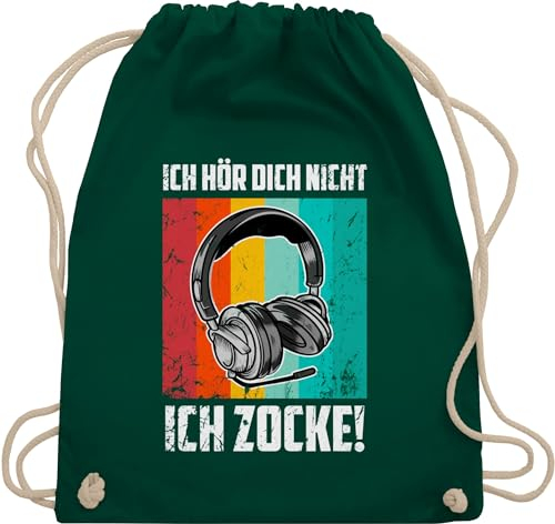 Turnbeutel Rucksack - Nerd Geschenke - Ich hör dich nicht - Ich zocke! - Headset - Unisize - Dunkelgrün - zocken gamer sportbeutel geschenk zocker gaming höre zocke sporttasche nerdige