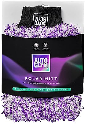 Autoglym Polar Car Wash Mitt with Storage and Washbag Included, Premium Fine Microfibre Strands, Scratch-Free Results