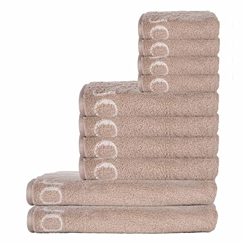 Joop! Handtuch Set, 10-TLG. - Classic, 2X Duschtuch, 4X Handtuch, 4X Gästetuch Beige Set