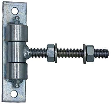 UHRIG Cerniera per porta regolabile lungo M12 M16 M18 M20 Angel kmpl. zincata per porta da giardino e cancello del cortile (porta M12 con nipplo lubrificante), Argento