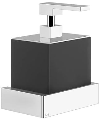 Gessi Rettangolo Accesorios Dispensador de jabón para Montaje en Pared, Recipiente Negro, 20814, Color: Cromado