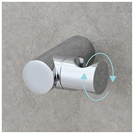 Shower Head Holder,Adjustable Handheld Brass Shower Head Bracket, Wall Mounted Round Shower Wand Holder, Punch Hole Installation,Chrome