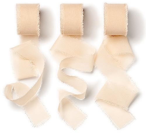 AOKSUNOVA Geschenkband Chiffon Apricot Schleifenband Breit 2,5cm x 18,9m Seidenband Chiffonband Stoffband